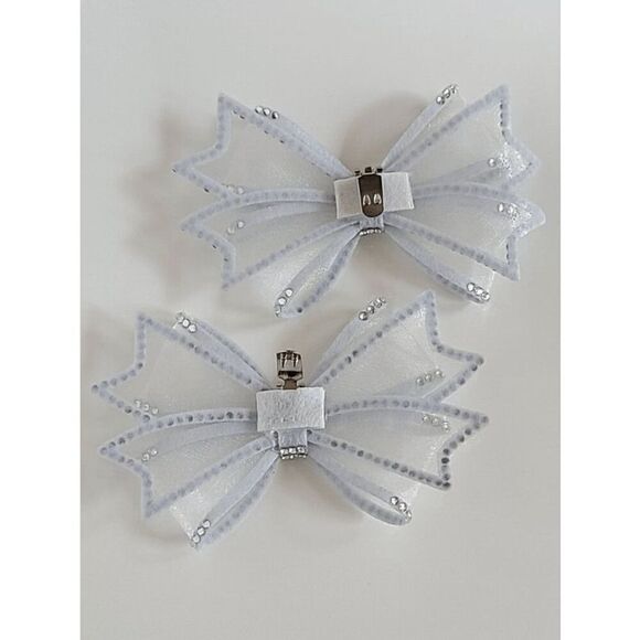 ✨ 2pcs White Bowknot Rhinestone Shoe Jewelry Clips Decor Accessories NEW - Picture 12 of 15